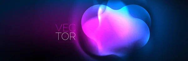 Glowing Neon Lights Abstract Shapes Composition Magic Energy Concept Template — Wektor stockowy