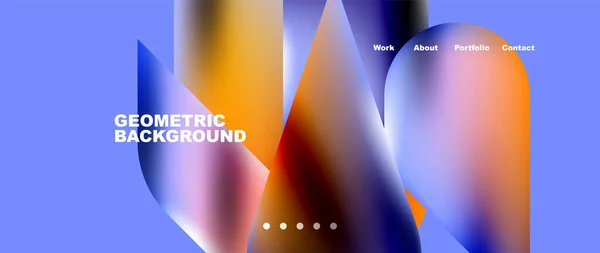 Glassmorphism Landing Page Background Template Colorful Glass Shapes Metallic Effect — Vector de stoc