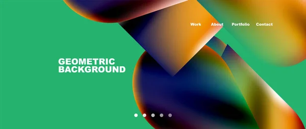 Landing Page Background Template Colorful Plastic Shapes Abstract Composition Vector — Vetor de Stock