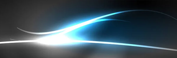 Líneas Brillantes Neón Azul Concepto Luz Espacio Energía Mágica Fondo — Vector de stock