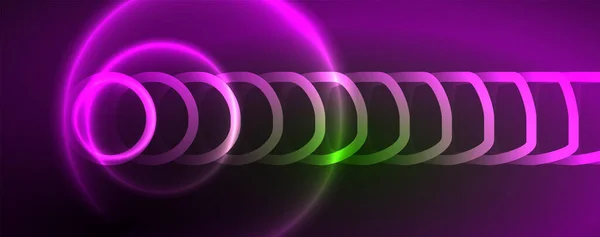 Néon Cercles Lumineux Lignes Forme Rondes Concept Lumière Espace Énergie — Image vectorielle