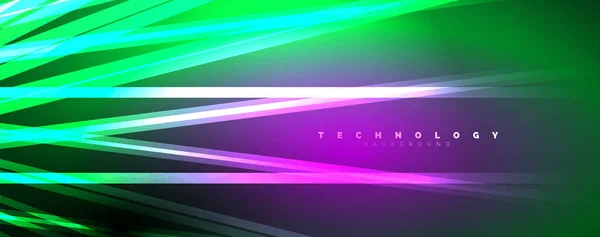 Neon Shiny Light Abstract Lines Light Beams Concept Abstract Background — Stock Vector