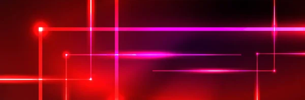 Luci Neon Lucenti Sfondo Scuro Astratto Con Linee Curve Luce — Vettoriale Stock