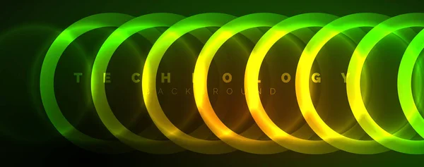 Círculos Brilhantes Néon Linhas Forma Redonda Conceito Luz Espaço Energia —  Vetores de Stock