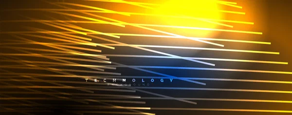 Néon Lumière Brillante Lignes Abstraites Faisceaux Lumière Concept Fond Abstrait — Image vectorielle