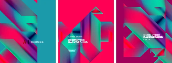 Soyut Geometrik Poster Arka Planlarının Vektör Kümesi Akışkan Renklerde Renkli — Stok Vektör
