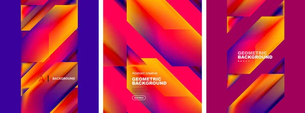 抽象幾何学的なポスターの背景のベクトルセット 流体色のカラフルな形状 カバー テンプレート チラシ プラカード パンフレット バナーのコレクション — ストックベクタ