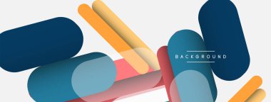 Yuvarlak şekiller ve çizgiler üst üste biniyor. Duvar kağıdı afişi veya iniş sayfası için vektör illüstrasyonu