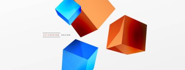 3d vector abstract background. Flying cubes composition. Trendy techno business template for wallpaper, banner, background or landing