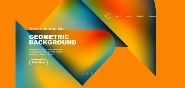 Geometrik Iniş Sayfası Arka Planı Akışkan Renkler Basit Şekiller Soyut — Stok Vektör