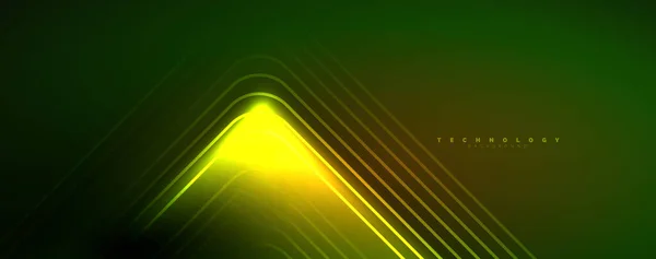 ネオン輝く線と角度 魔法のエネルギー空間の光の概念 バナー リーフレット カタログ カバー チラシのベクトルイラスト — ストックベクタ