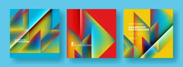 Set Abstrakter Hintergründe Sich Überlappende Dreiecke Mit Fließenden Farbverläufen Sammlung — Stockvektor