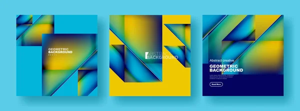 Conjunto Fondos Abstractos Triángulos Superpuestos Con Diseño Gradientes Fluidos Colección — Vector de stock