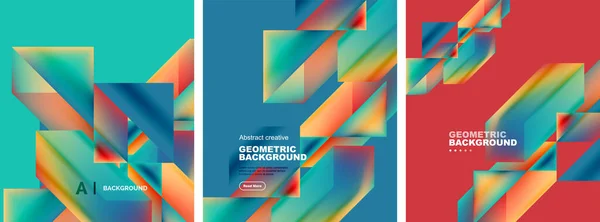 Vector Set Abstract Geometric Poster Backgrounds Colorful Shapes Fluid Colors — Stock Vector