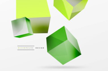 3d vector abstract background. Flying cubes composition. Trendy techno business template for wallpaper, banner, background or landing