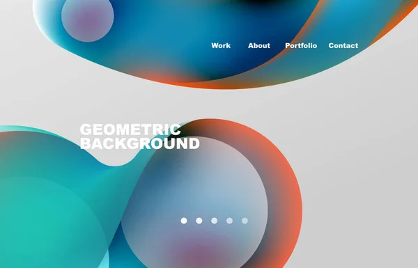 Landing Page Abstract Liquid Background Flowing Shapes Design Circle Web — Vector de stock