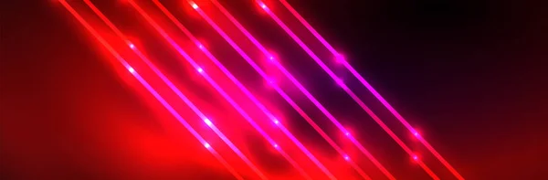 Lampu Neon Berkilau Latar Belakang Abstrak Gelap Dengan Garis Melengkung - Stok Vektor