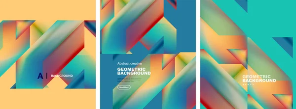 Vektor Set Von Abstrakten Geometrischen Plakathintergründen Bunten Formen Mit Fließenden — Stockvektor