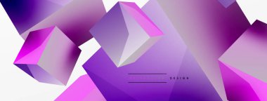 3d cubes vector abstract background. Composition of 3d square shaped basic geometric elements. Trendy techno business template for wallpaper, banner, background or landing