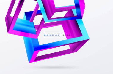 3 boyutlu küp vektör geometrik arkaplanı şekillendirir. Duvar kağıdı, afiş, arkaplan veya iniş için moda tekno iş şablonu