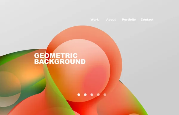 Landing Page Abstract Liquid Background Flowing Shapes Design Circle Web — Archivo Imágenes Vectoriales