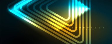 Neon parlak çizgiler ve açılar, sihirli enerji uzay ışığı konsepti. Duvar kağıdı, afiş, arkaplan, broşür, katalog, kapak, broşür