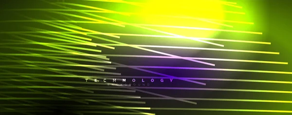 Neon Lesklé Světlo Abstraktní Čáry Světlo Paprsky Koncept Abstraktní Pozadí — Stockový vektor