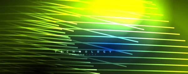 Néon Lumière Brillante Lignes Abstraites Faisceaux Lumière Concept Fond Abstrait — Image vectorielle