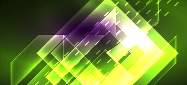 Hintergrund Tapete Neon Glühende Linien Und Geometrische Formen Dunkles Hintergrundbild — Stockvektor