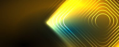 Neon parıldayan tekno çizgiler, yüksek teknolojili soyut arkaplan şablonu. Duvar kağıdı, afiş, arkaplan, broşür, katalog, kapak, broşür