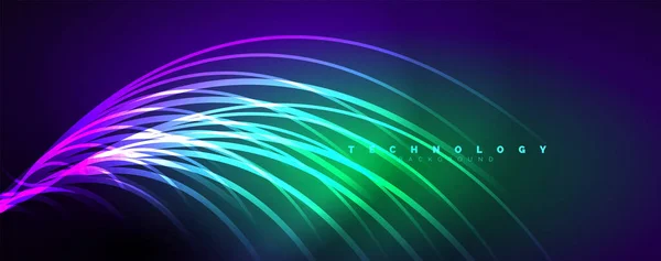 Neon Shiny Light Abstract Lines Light Beams Concept Abstract Background — Stock Vector