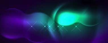 Neon glowing waves, magic energy space light concept, abstract background wallpaper design