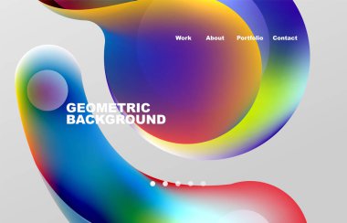 Landing page abstract liquid background. Flowing shapes, round design and circle. Web page for website or mobile app wallpaper