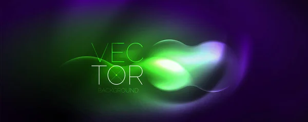 Neon Glowing Waves Magic Energy Space Light Concept Abstract Background — ストックベクタ