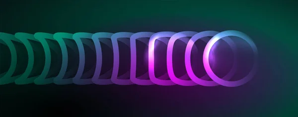 Neón Círculos Brillantes Líneas Forma Redonda Concepto Luz Espacio Energía — Vector de stock