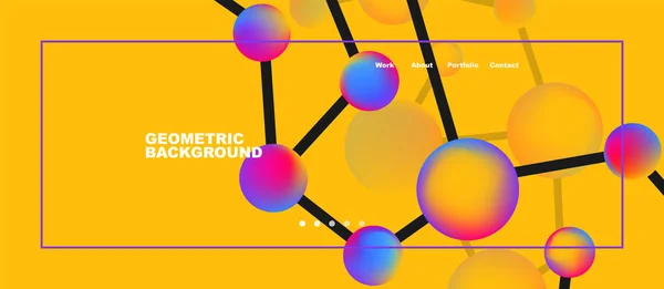 Line Points Connections Geometric Landing Page Background Fluid Circles Spheres — Stock Vector