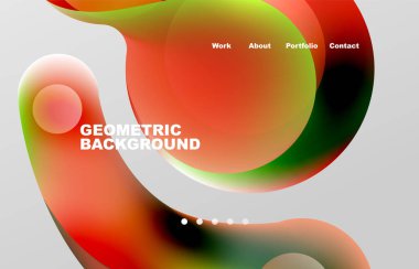 Landing page abstract liquid background. Flowing shapes, round design and circle. Web page for website or mobile app wallpaper