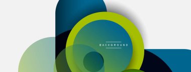 Vektör yuvarlak şekilli daireler minimum geometrik arkaplan. Duvar kağıdı afişi veya iniş sayfası için vektör illüstrasyonu