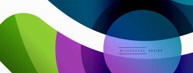 Renkli geometrik şekilli soyut arkaplan. Yuvarlak şekilli, daire ve çizgilerle çok güzel bir arka plan. Geometrik tasarım. Vektör illüstrasyonu