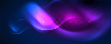 Neon glowing waves, magic energy space light concept, abstract background wallpaper design