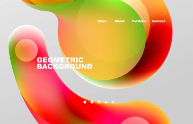 Landing page abstract liquid background. Flowing shapes, round design and circle. Web page for website or mobile app wallpaper