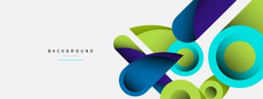 Soyut arkaplan. Minimum geometrik daireler ve koyu gölgeli yuvarlak şekiller. Duvar kağıdı afişi veya arkaplan için moda teknoloji iş şablonu