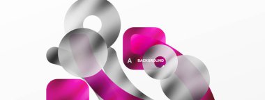 Metalik parlak geometrik yüzeyler, yuvarlak şekiller ve daireler. Duvar kağıdı, afiş, arkaplan, kart, kitap illüstrasyonu, iniş sayfası için dijital ağ geleceksel şablonu