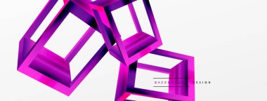 3 boyutlu küp vektör geometrik arkaplanı şekillendirir. Duvar kağıdı, afiş, arkaplan veya iniş için moda tekno iş şablonu