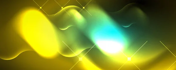 Neon Glowing Waves Magic Energy Space Light Concept Abstract Background — 图库矢量图片