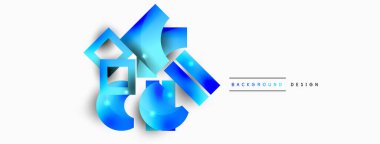 Minimum geometrik soyut arkaplan. İlkel şekiller kompozisyon arkaplanı. Duvar kağıdı, afiş, arkaplan veya iniş için moda tekno iş şablonu