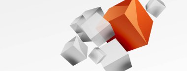 3d küp vektör soyut arkaplan. 3d kare şeklindeki temel geometrik elementlerin bileşimi. Duvar kağıdı, afiş, arkaplan veya iniş için moda tekno iş şablonu