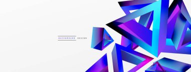 Üçgen soyut arkaplan. 3D vektör temel biçim teknolojisi veya iş konsepti bileşimi. Duvar kağıdı, afiş, arkaplan veya iniş için moda tekno iş şablonu