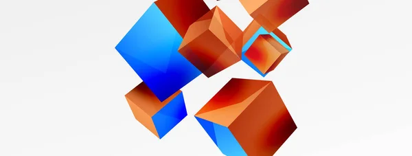 Cubes Vector Abstract Background Composition Square Shaped Basic Geometric Elements — Vetor de Stock