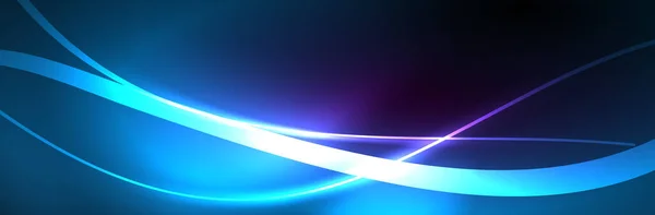Niebieski Neon Świecące Linie Magia Energia Przestrzeń Światło Koncepcja Abstrakcyjne — Wektor stockowy